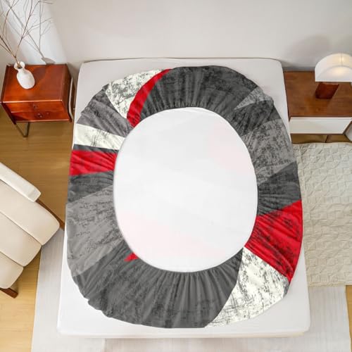 Feelyou Red and Gray Bed Sheets Set Abstract Art Sheet Set for Kids Boys Girls Teens Retro Circle Sheets with Deep Pocket Fitted Sheet Swirl Bedding Set 3Pcs with 1 Pillow Case Twin Size - color: Multi Aa04, size: Twin