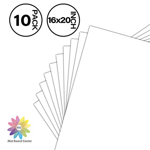 Mat Board Center, 10 Pack 16x20 White Backing Boards, Cardboard for Arts, Prints, Frames, Photos and More - size: 16x20