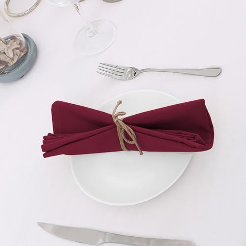 H.VERSAILTEX Cloth Napkins Set of 12 (18" X 18") Linen Textured Dinner Napkins Waterproof Soft Thick Durable Reusable Napkins with Hemmed Edges for Dinners, Weddings and Everyday Use, Christmas Red - color: Christmas Red, size: 18" x 18" (Square)