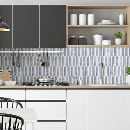 DICOFUN 10-Sheet Grey & White Peel and Stick Backsplash for Kitchen, PVC Stick on Backsplash Wall Tiles - color: Fish Scale/Grey and White, size: 10 Sheets, 12"x12"x0.12"