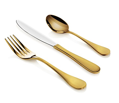 Artaste 56907 Rain 18/10 Stainless Steel Flatware 36-Piece Set, Gold Finish, Service for 12 - color: Gold