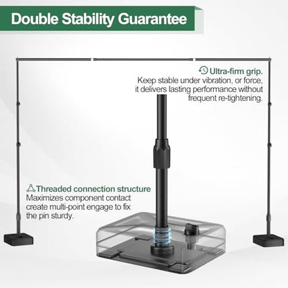 EMART Backdrop Stand with Heavy Duty Water Tank Base 7x10ft Adjustable Metal Photo Backdrop Stand Kit Pipe and Drape Square Background Frame for Birthday Party, Wedding Decorations, Studio Photography - size: 7x10ft