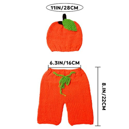 Newborn Photography Fashion Cute Halloween Pumpkins Hat Crochet Knitted Photography Outfit Set