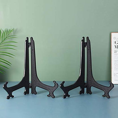 Artliving (4 Pack) 12 Inch Plastic Display Stand, Black Easel Display Photo Holder Stand, Displays Picture Frames, Cookbooks, Tablets and Art - color: Black, size: 12 inch (4 pack)