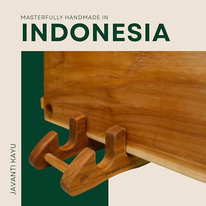 Chopping Board Stand – Teak Wood – Premium Handmade Holder Organizer for Boards, Drying Rack, Single or Dual Slot, Fits Thick Boards, Air-Dry Base (2 Slots (1.3 in Thickness)) - style: 2 Slots - 1.3" Thick Each