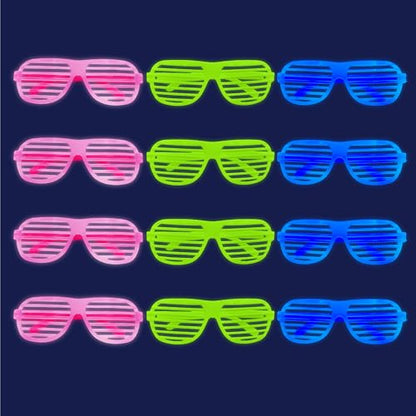 12Pcs Glow in The Dark Glasses,Neon Fluorescent Blacklight Eyeglasses Party Favors,Glow in The Dark Party Supplies,Glow Photo Booth Props for Birthday Wedding Christmas Halloween Concert