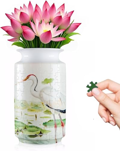 3D Puzzle Vase, 162 Curved Pieces DIY Flower Vase Craft Kit & 3D Puzzles for Adults, Creative Jigsaw Art Project Home Décor Centerpiece, (D-Jade Bamboo) - color: D-jade Bamboo