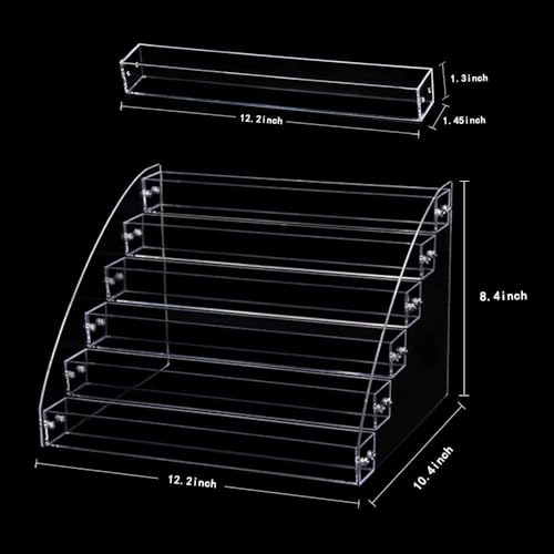 6 Tiers Acrylic Essential Oil Display Rack Nail Polish Organizer Plastic Collection Container for Paints Dropper Bottle Makeup Tabletop Desktop Retail Store Shelf Storage Case Stand Fair Show Holder - size: 6 Floors
