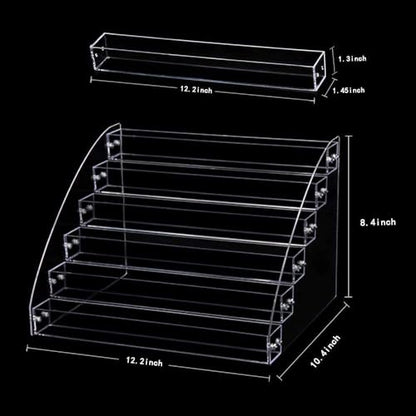 6 Tiers Acrylic Essential Oil Display Rack Nail Polish Organizer Plastic Collection Container for Paints Dropper Bottle Makeup Tabletop Desktop Retail Store Shelf Storage Case Stand Fair Show Holder - size: 6 Floors