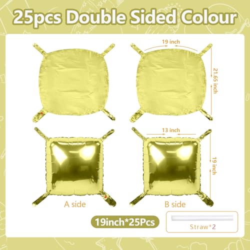 NISOCY 25PCS Light Gold Square Foil Balloons Wall Backdrop Metallic Double Sided Light Gold Christmas Balloons Tunnel Arch Kit for New Year Birthday Anniversary Wedding Graduation Party Decorations - color: A03 - Light Gold, size: 25PCS