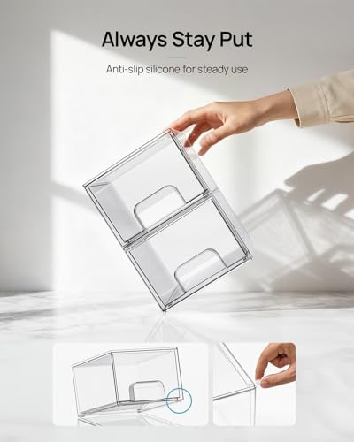 Vtopmart 8 Pack Small Clear Stackable Storage Drawers, Acrylic Bathroom Makeup Organizer, Plastic Storage Bins For Vanity, Undersink, Kitchen Cabinets, Pantry, Home Organization - style: 8pack-Clear