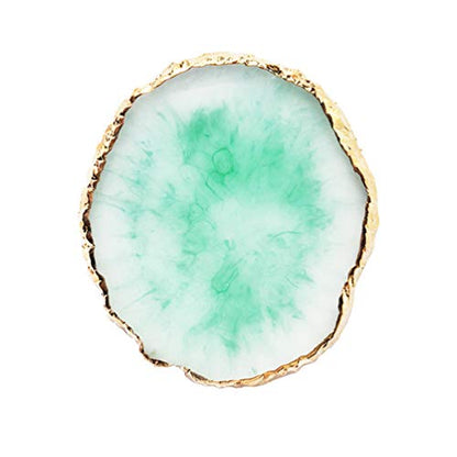 Resin Nail Art Palette,Nail Art Painting Mixed Color Palette Gold Edge Nail Gel Color Makeup Display Board (Green) - color: 5# Green