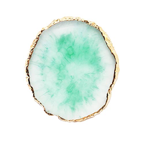 Resin Nail Art Palette,Nail Art Painting Mixed Color Palette Gold Edge Nail Gel Color Makeup Display Board (Green) - color: 5# Green