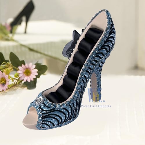 Ring Holder High Heel Shoe Design Fashion Jewelry Organizer Display Birtyday Gift (Turq) - color: Turq