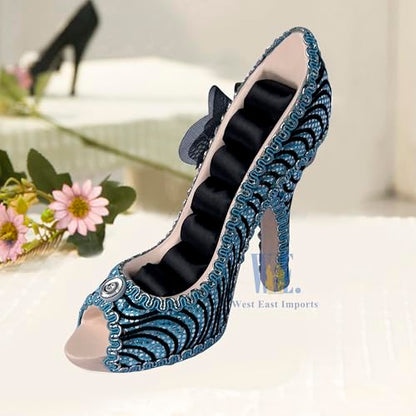 Ring Holder High Heel Shoe Design Fashion Jewelry Organizer Display Birtyday Gift (Turq) - color: Turq
