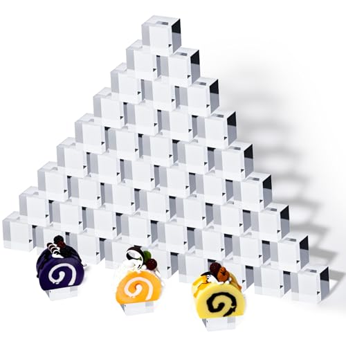 RattanView 50 Pcs Clear Acrylic Blocks 1" x 1" x 1" Acrylic Display Stands Base Square Cubes Clear Polished Cube Plastic Risers Ring Showcase Holder Base for Jewelry Display Photography Props
