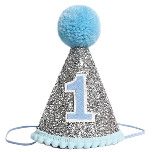 HGFC 1st Birthday Hat For Baby - Natural Boho First/1st Birthday Decorations, Boho First Birthday Crown,Cake Smash Photo Prop - color: Blue
