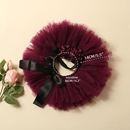 Ylsteed Newborn Girls Photography Prop Infant Tutu Skirt Newborn Lace Tulle Skirt Girl Photo Shoot Outfits Infant Princess Costume Clothes Photo Props-Purple - color: Purple