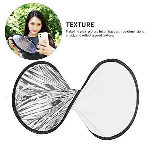 2 in 1 Lighting Reflectors Round Folding Portable 30cm/12inch Camera Photo Reflector Diffuser for Photography Reflector Portrait Still Life Fill Light - Silver & White