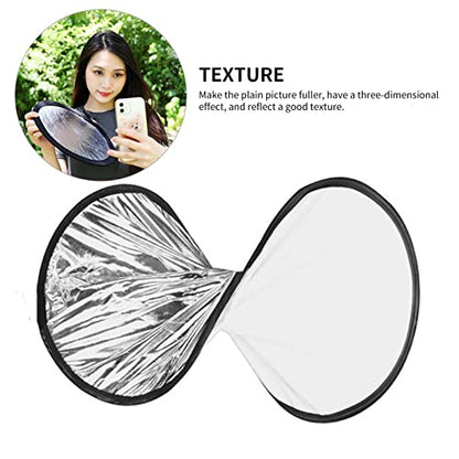 2 in 1 Lighting Reflectors Round Folding Portable 30cm/12inch Camera Photo Reflector Diffuser for Photography Reflector Portrait Still Life Fill Light - Silver & White