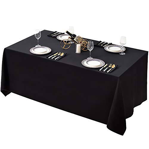Surmente Black Tablecloth 90 x 132-inch Rectangular Polyester Table Cloth for Weddings, Banquets, or Restaurants - color: Black, size: 132" x 90" (Rectangular)