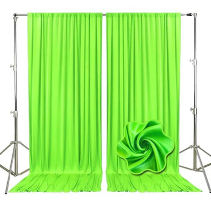 10ft x 10ft Fresh Green Backdrop Curtains for Parties, Fabric Satin Background Curtain with Rod Pockets for Weddings, Birthday, Baby Shower, Photography, Graduation Party Backdrop Drapes, 2 Panels - color: Fresh Green