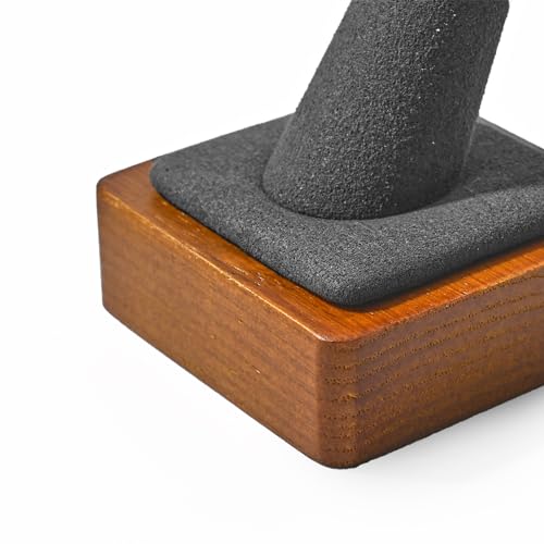 Single Finger Solid Wood Ring Display Stand Jewelry Showcase Display Holder for Ring(Grey) - color: Grey
