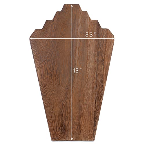 Ikee Design 2 Pcs Lightweight Wooden Necklace Display Bust Easel Jewelry Display for Shows, Necklace Stand, Brown Color, 8.3 W x 4.3 D x 13 H in - color: Brown