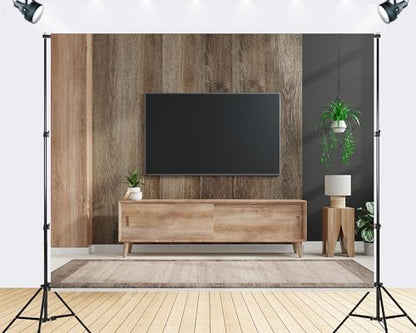 Trykid 5x3ft Living Room Television Background Wall Backdrop Apartment House Interior Room Cabinet TV Wall Live Video Photography Background Neutral Tones Office Decor Photo Prop Fabric - size: 5x3ft