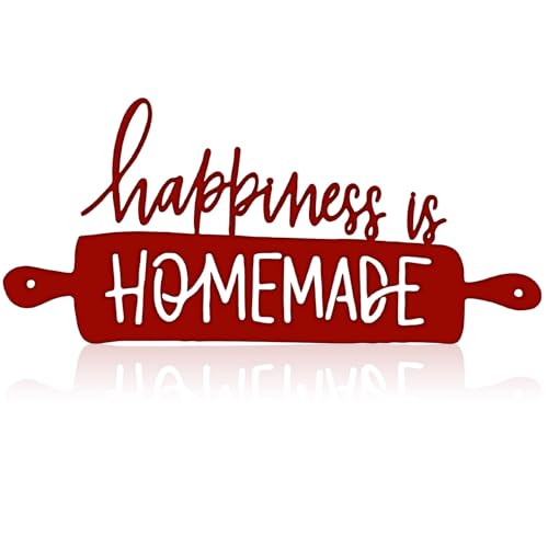 Funrous Kitchen Wall Art Decor Happiness Is Homemade Metal Sign Rustic Farmhouse Kitchen Decor Hanging Decorative Signs and Plaques for Home Dining Garden Room 13.8 x 6.3 Inch(Vintage Red) - color: Vintage Red