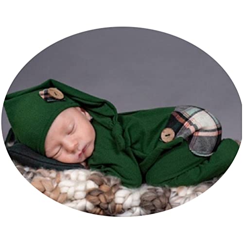 Christmas Newborn Baby Photo Shoot Props Outfits Crochet Clothes Santa Claus Red Hat Pants Photography Props - color: Green a