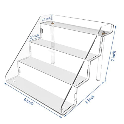 Sezanrpt Clear Acrylic Display Risers Stand Set of 2, Perfume Organizer Holder And Storage, Acrylic Cupcake Stand, Tiered Display Shelf for Funko Pop, Collections, Spice, Nail Polish, 9x8.3x6.7 inch - size: 9x8.3x6.7 inch