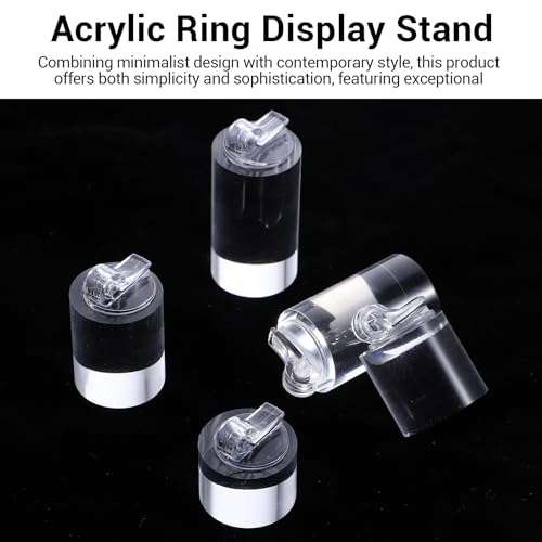 5 Pack Clear Ring Display Stand, Acrylic Ring Display Holder, Cylinder Jewelry Stand Organizer for Wedding Engagement Rings, Sturdy Showcase for Photography Boutique Cosmetic Crafts