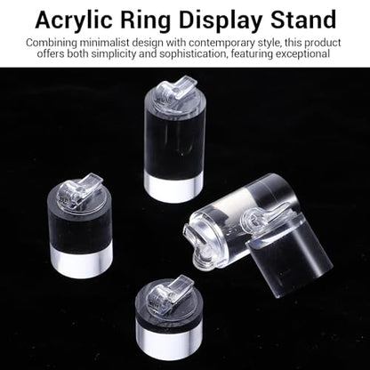 5 Pack Clear Ring Display Stand, Acrylic Ring Display Holder, Cylinder Jewelry Stand Organizer for Wedding Engagement Rings, Sturdy Showcase for Photography Boutique Cosmetic Crafts