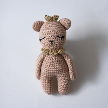 Zeroest Newborn Photography Outfits Boy Girl Bear Props Baby Photoshoot Crochet Bonnet Stuffed Animals for Newborn Photo - color: Light Camel