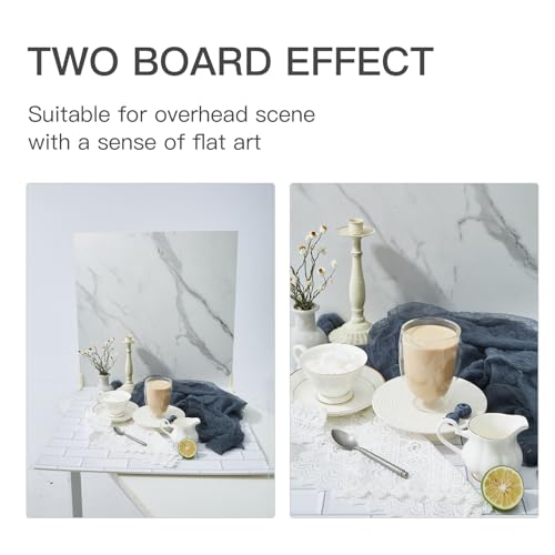 2-Sided 2 PCS Photo Backdrop Boards, Subway Tile Flat Lay Food Photography Background Board, Durable Waterproof Product Food Photography, 24x24 Inch, BEIYANG - color: Double-Sided Marble Cement 24x24
