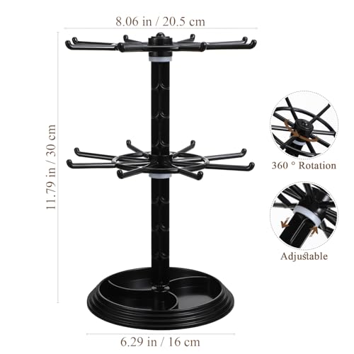 Jewelry Stand 2 Tier Necklace Holder Black Bracelet Hanging Organizer Rotating Jewelry Earring Display Keychain Display Stand Plastic Jewelry Rack for Malls Counter Dressing Table