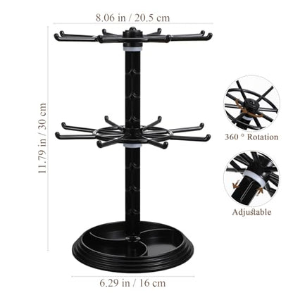 Jewelry Stand 2 Tier Necklace Holder Black Bracelet Hanging Organizer Rotating Jewelry Earring Display Keychain Display Stand Plastic Jewelry Rack for Malls Counter Dressing Table