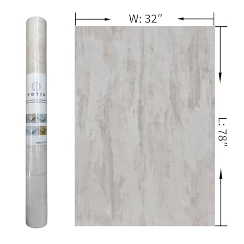 TOTIO Cream Concrete Wallpaper Peel Stick Milky White Plaster Effect Contact Paper 32x78inch Air Guide Slot Design Matte Thick Self-Adhesive Waterproof Vinyl Wrap Modern Industrial Style Wall Stickers - color: Ivory White, size: 32" x 78"