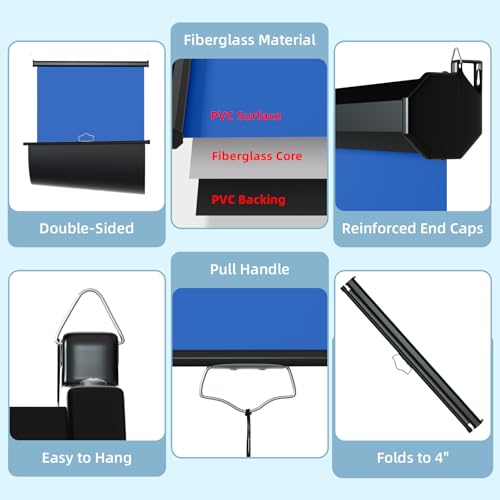 Retractable Blue Photography Backdrop 36" x 59", Portable Roll-Up, Pull-Down Background, Auto-Lock Backdrop Screen for Passport Photo, Product Photography, Headshots, Video Studio - color: Blue