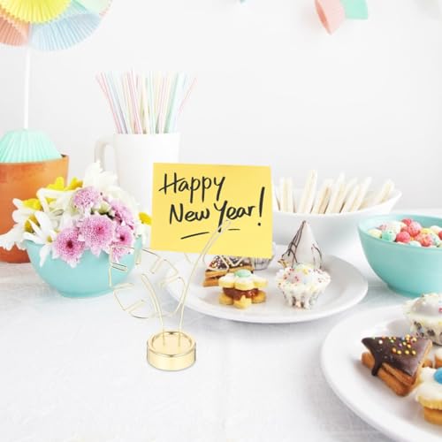 Didiseaon 4 Pcs Monstera Shape Card Holders with Clips Metal Photo Memo Clamp for Desk Home Wedding Party Decoration