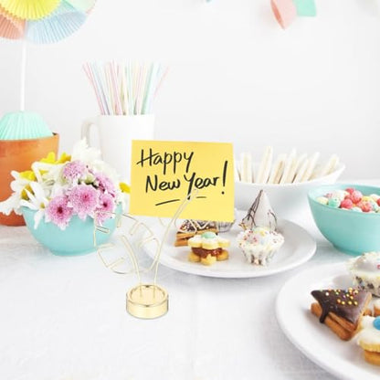 Didiseaon 4 Pcs Monstera Shape Card Holders with Clips Metal Photo Memo Clamp for Desk Home Wedding Party Decoration