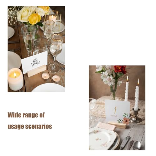 6 Pcs Wood Place Card Holders, Wooden Table Number Stands, Wooden Picture Holders Stands for Acrylic Signs, Wedding/Ceremony/Home/Party/Decoration Holders