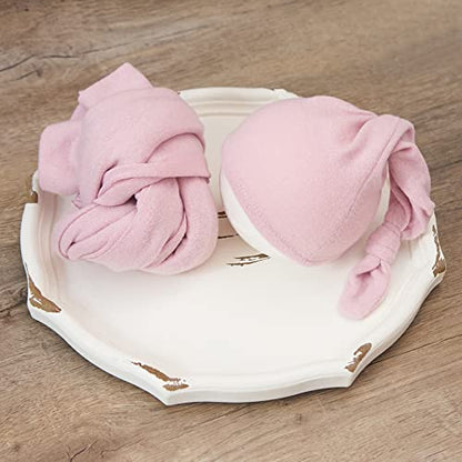 Zeroest Newborn Photography Wraps with Hat Baby Photo Outfit Girl Stretch Blanket Infant Boy Props for Baby Photo Shoot - color: Pink