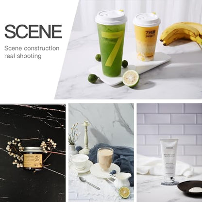 2-Sided 2 PCS Photo Backdrop Boards, Subway Tile Flat Lay Food Photography Background Board, Durable Waterproof Product Food Photography, 24x24 Inch, BEIYANG - color: Double-Sided Marble Cement 24x24