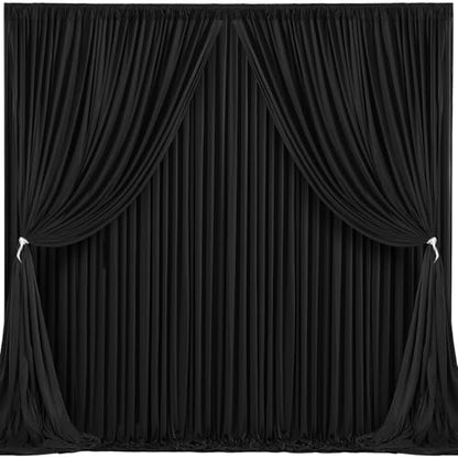 Wish Care Black Backdrop Curtain 4 Panels - Wrinkle-Free Polyester Photography Drapes for Wedding & Party - 16 X 10FT - color: Black, size: W4' x H10'(4 panels)