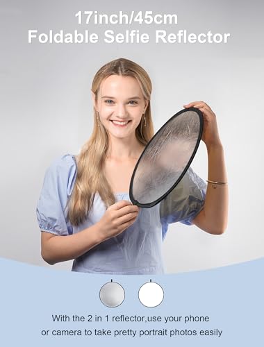 Selens 2 in 1 Foldable 17inch/45cm Light Reflector,Collapsible Disc Photography Reflector Silver,White for Portable Portrait Photography and Outdoor Lighting - size: 2 in 1 17inch (White/Silver)