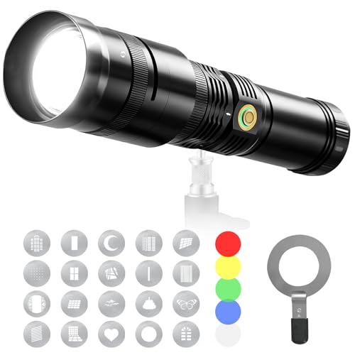 WELLMAKING 40W LED Photography Flashlight Optical Glass Lenses, 7800mAh Aluminum Alloy Patterned Ambient Light, with 20 Patterned Light Filters for Photo, Content Creation Video Recording Accessorie - color: 40W