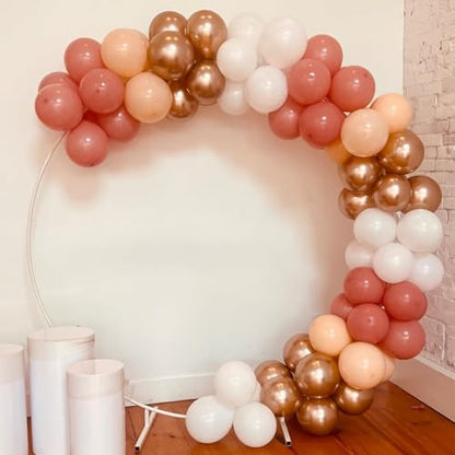Retro Pink Balloons, 12 Inch Dusty Pink Metallic Gold White Balloons, Blush Beige Neutral Nude Chrome Champagne Gold Latex Balloon for Women Boho Birthday Wedding Baby Bridal Shower Party Mothers Day - color: Retro Pink White Gold