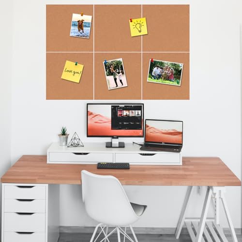 Square Felt Cork Bulletin Board Tiles, Self Adhesive DIY Felt Pin Board for Wall 30" x 20" with 35 Pushpins for Office School Home Wall Decor Stickers Memos Photos Display (Deep Camel) - color: A- Deep Camel, size: Square
